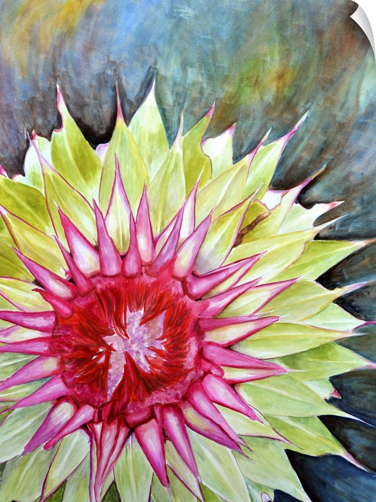 Contemporary painting of a thistle flower.