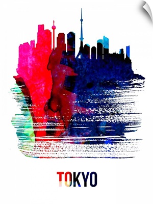 Tokyo Skyline Brush Stroke Watercolor