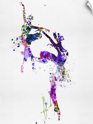 Two Ballerinas Dance Watercolor