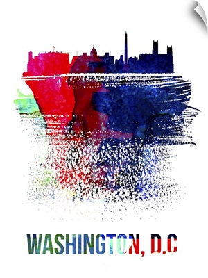 Washington, D.C. Skyline Brush Stroke Watercolor