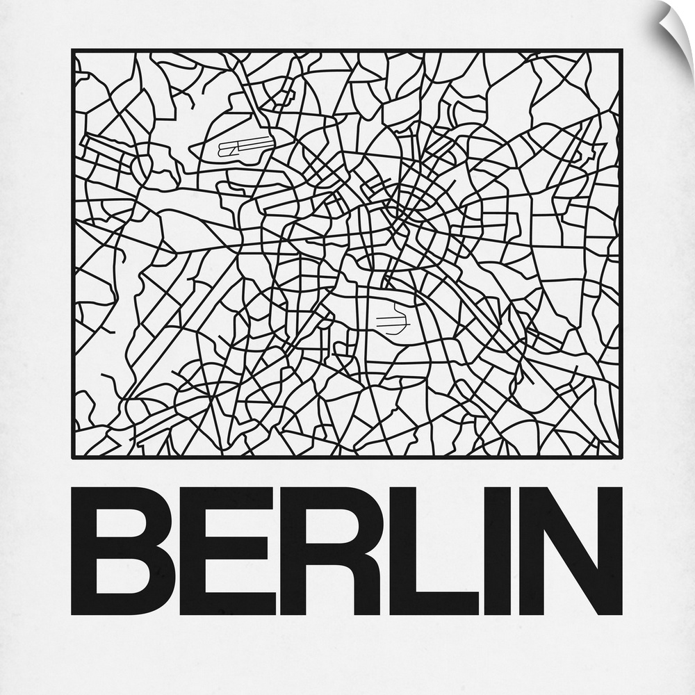 Contemporary minimalist art map of the city streets of Berlin.