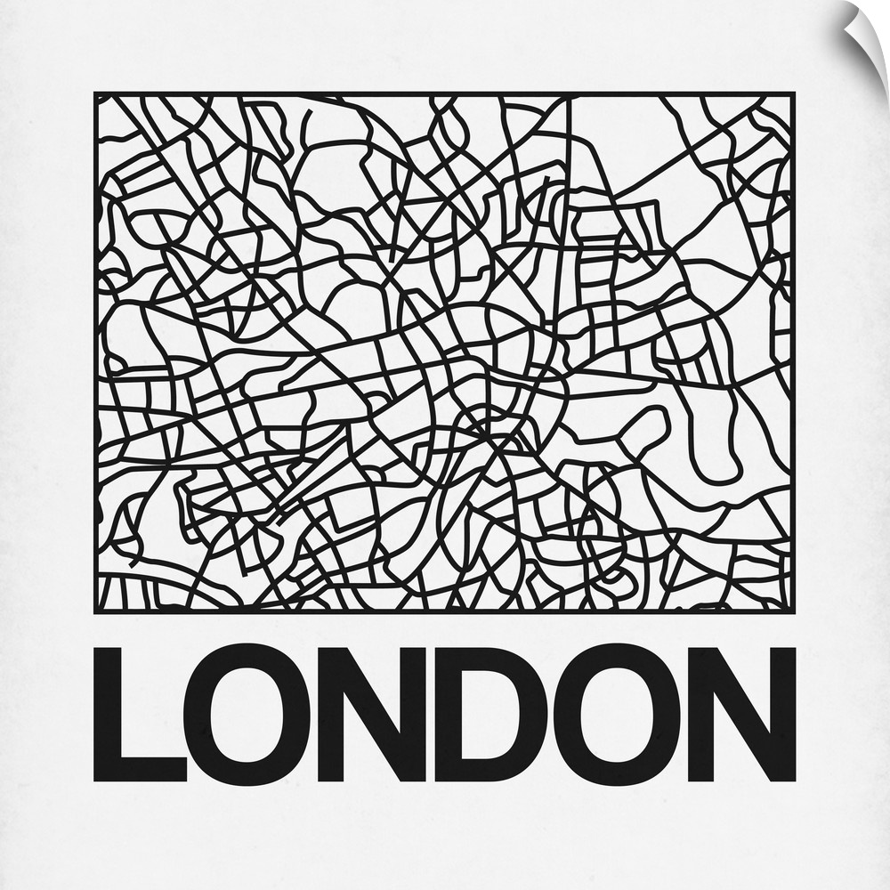 Contemporary minimalist art map of the city streets of London.