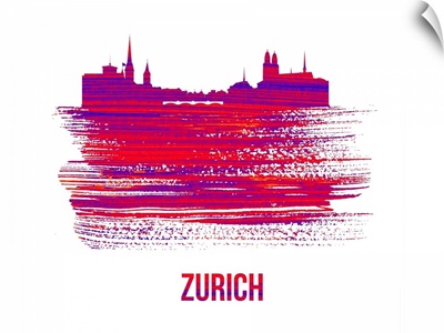 Zurich Skyline Brush Stroke Red