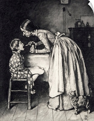 Aunt Polly Giving Tom Sawyer Medicine (Study)