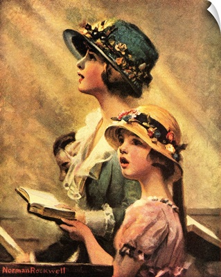 Mother And Daughter Singing In Church
