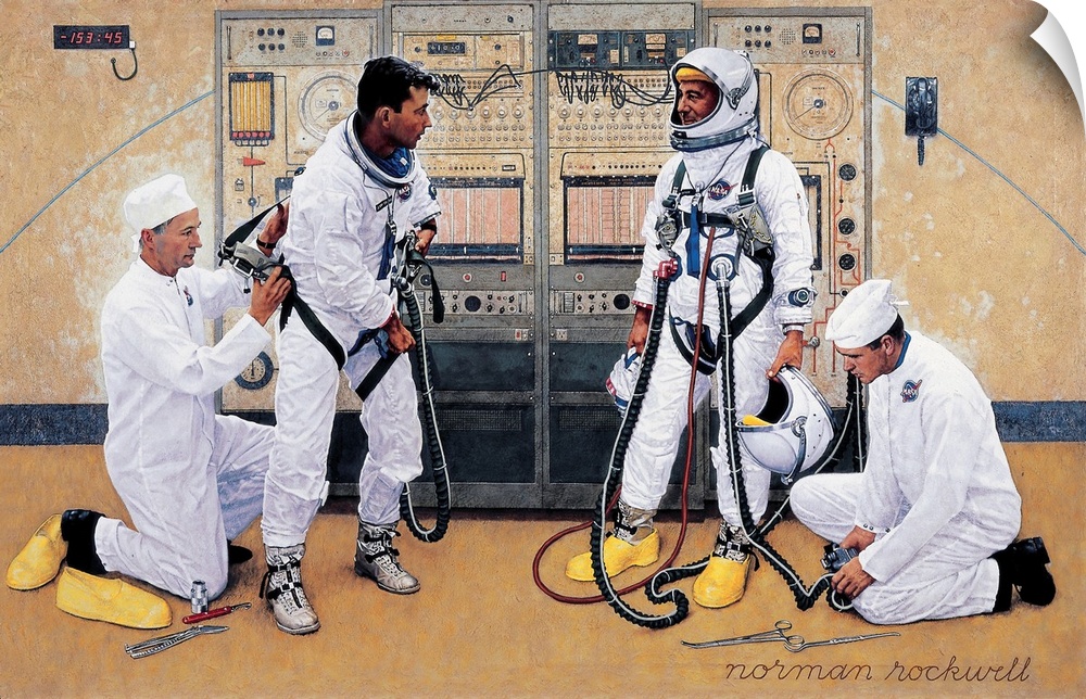 In 1966 Look magazine commissioned Rockwell to paint several works marking the imminent landing of humans on the Moon. Alt...