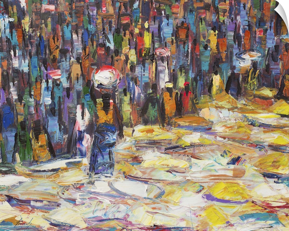 I was inspired by the dynamism of the market women,   Francis Amoah says. Working in a busy palette of vibrant colors, he ...