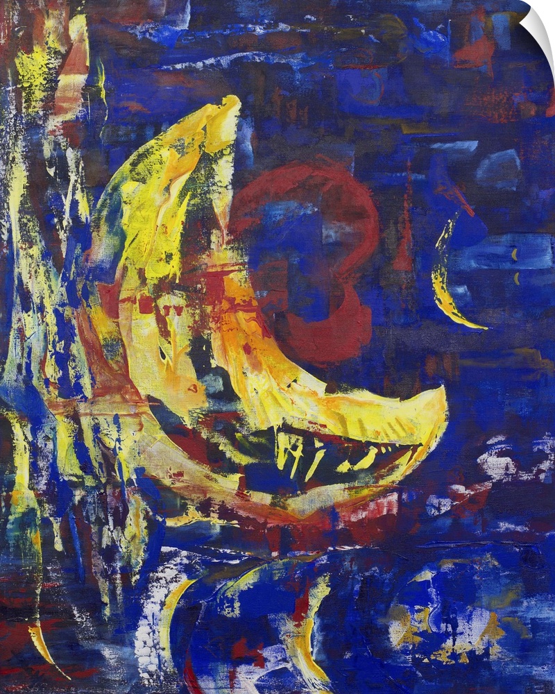 A member of Callinart Artists, Laura Madrigal depicts the waning moon. The surrounding sky is a mystery in deep, cobalt bl...