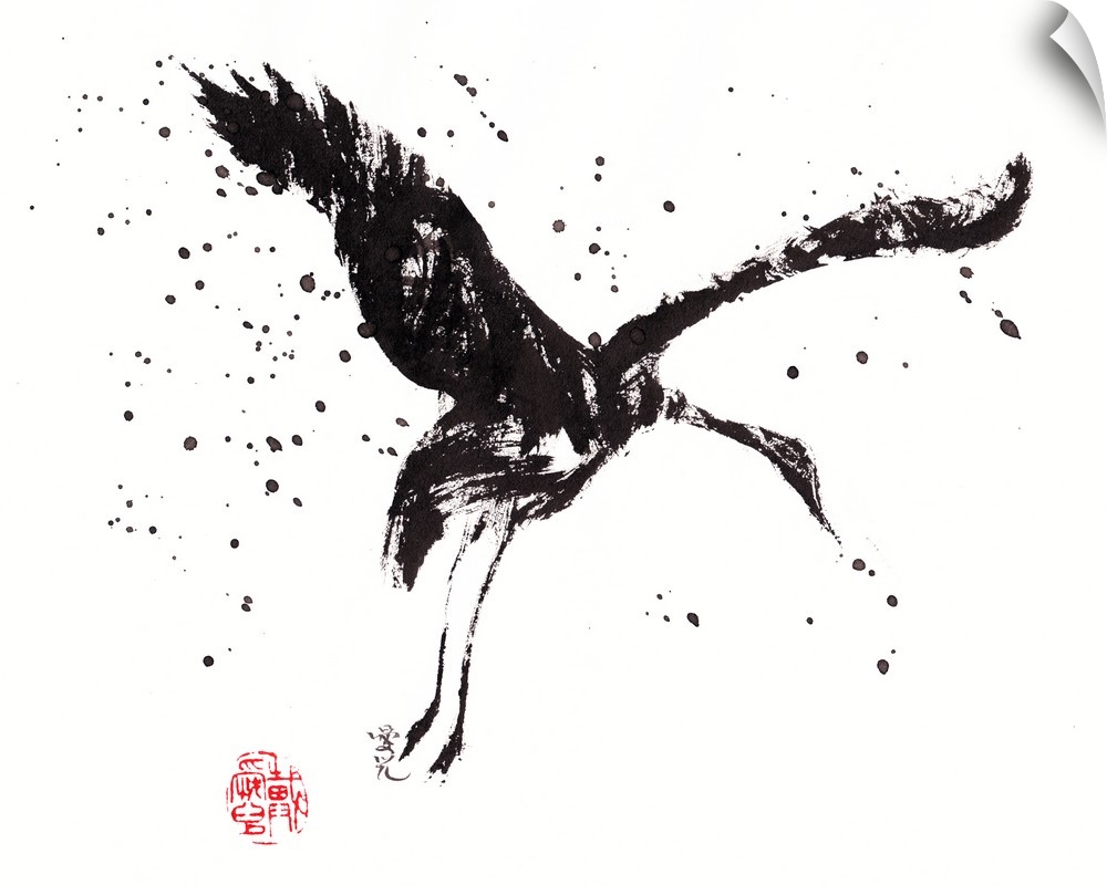Dancing Crane in Chinese ink