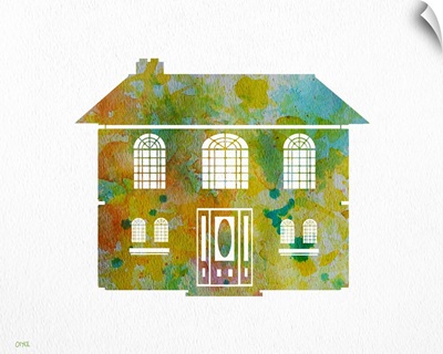 Watercolor splatter house