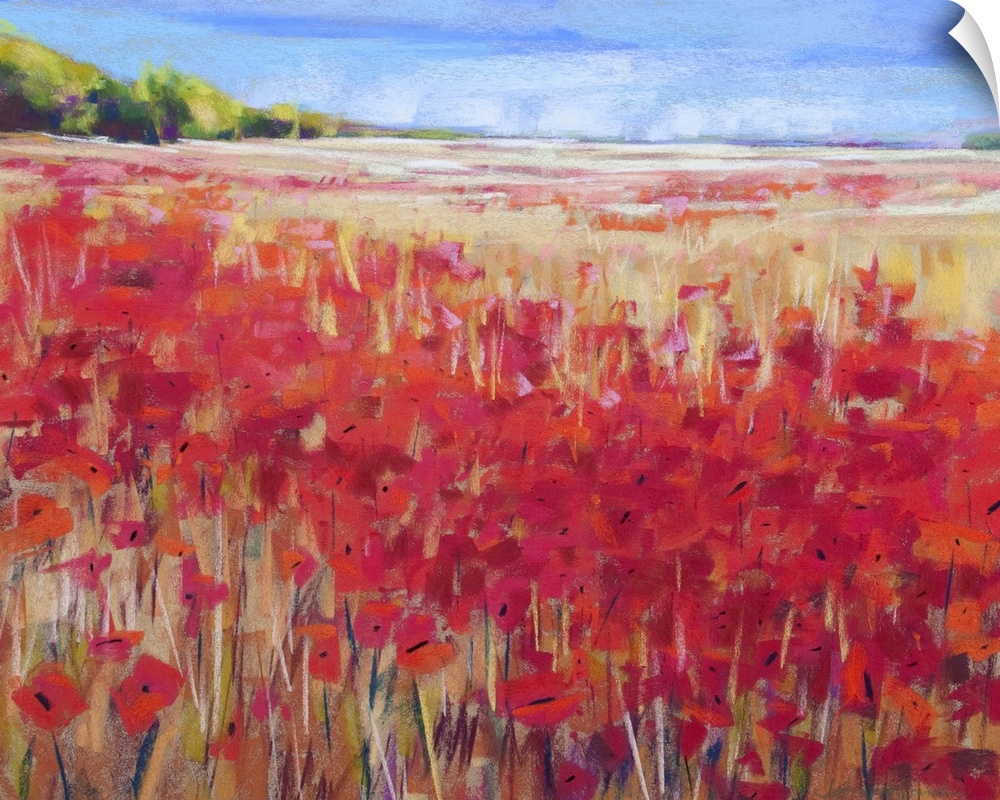 This contemporary painting of wildflowers in an endless field makes a great addition to any wall.