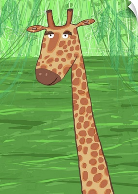 Giraffe Green Background