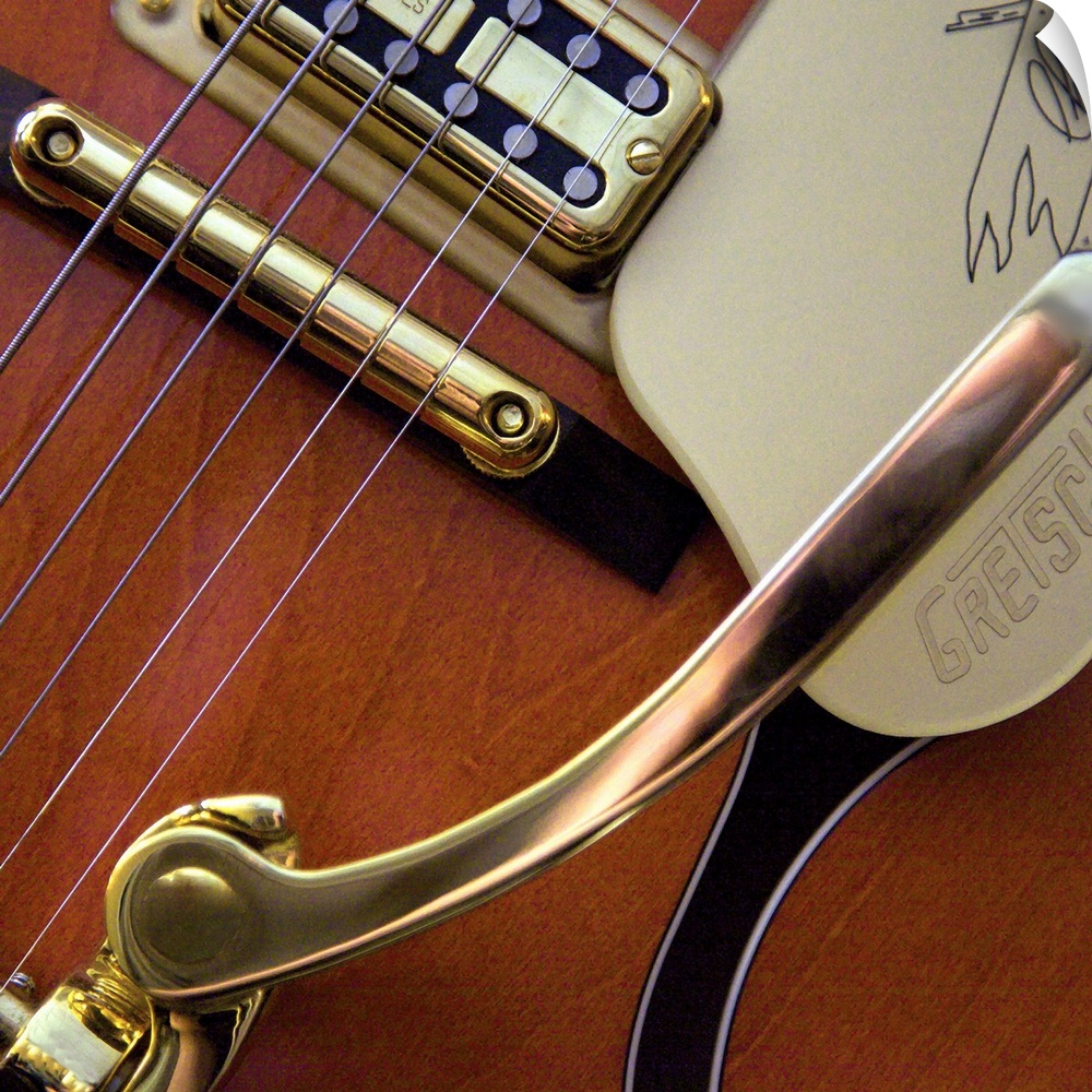 Close-up photograph of an electric guitar.