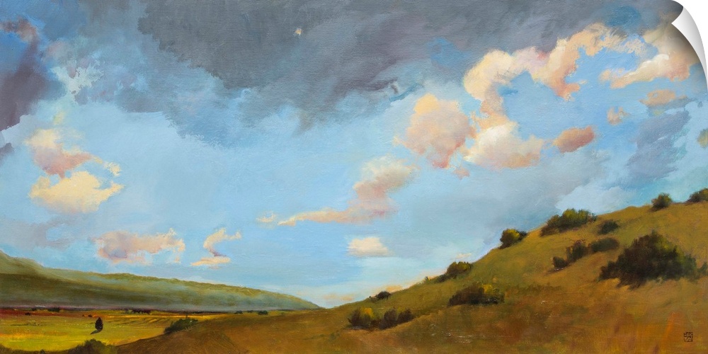 Contemporary painting of an idyllic desert landscape.