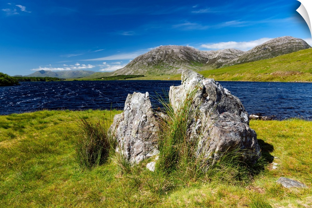 Scottish landscape with lake and mountain