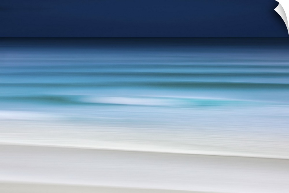 Minimalist navy blue and teal beach abstract of the water on the Isle of Lewis.