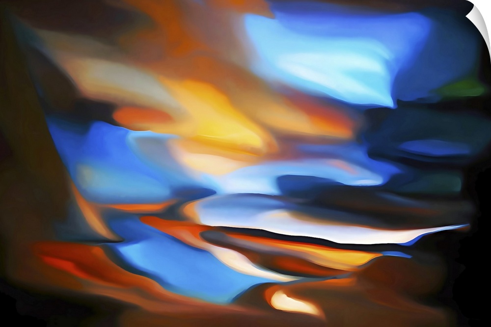 Abstract photo made to look like an abstract oil painting in post-processing. It is a closeup-photo of water in a pan in m...