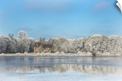 Broceliande Castle in winter morning