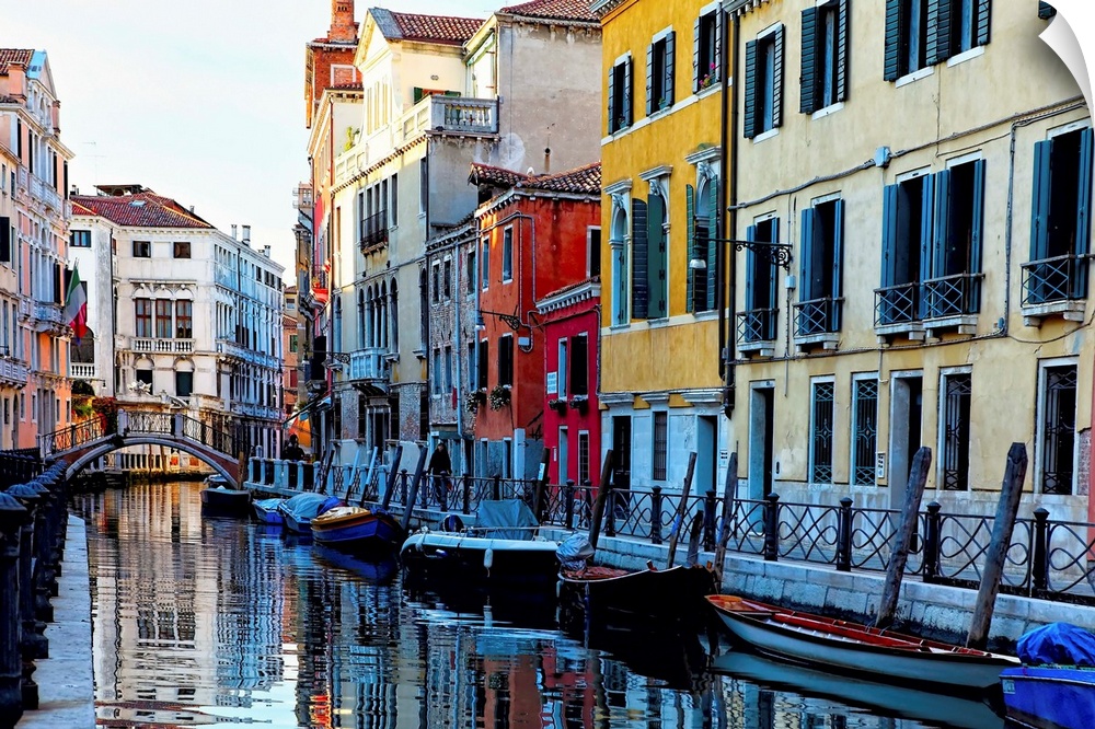 Colorful Houses Along a Canal Santa Croce, Venice Veneto, Italy.