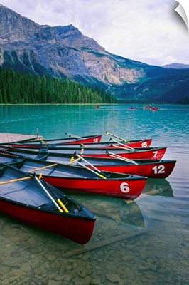 Canoes  at a Dock, Emerald Lake, British Columbia, Canada