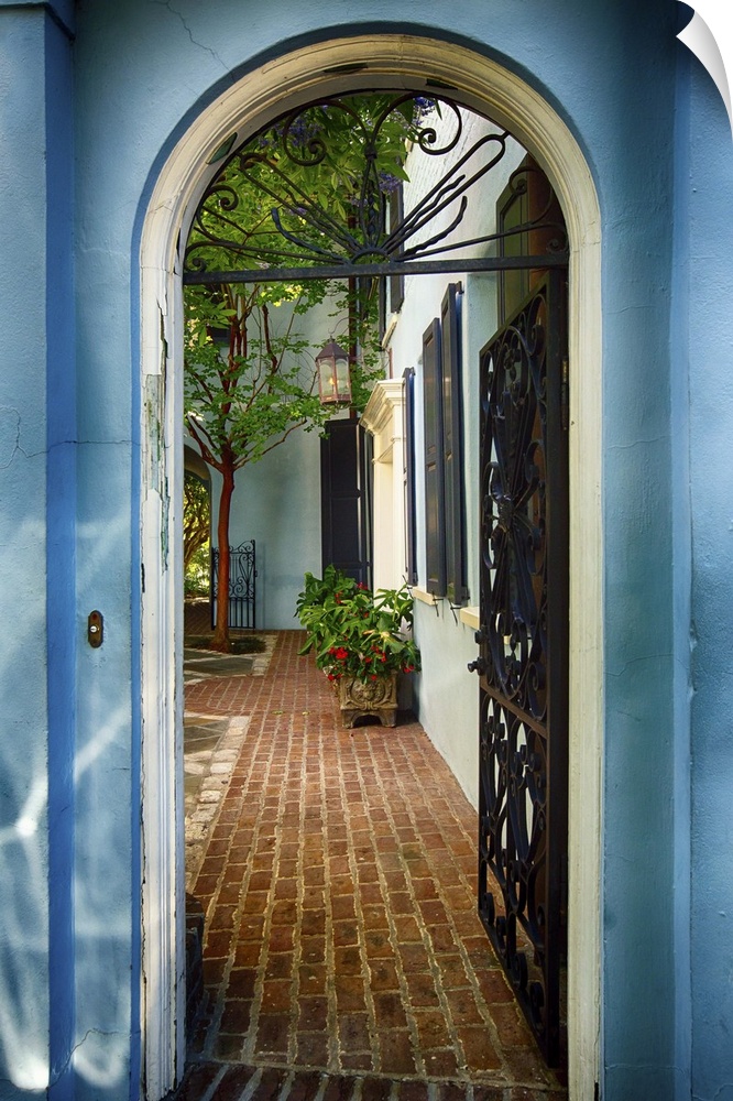 Open Wrought Iron Door to a Historic House, Charleston, South Carolina