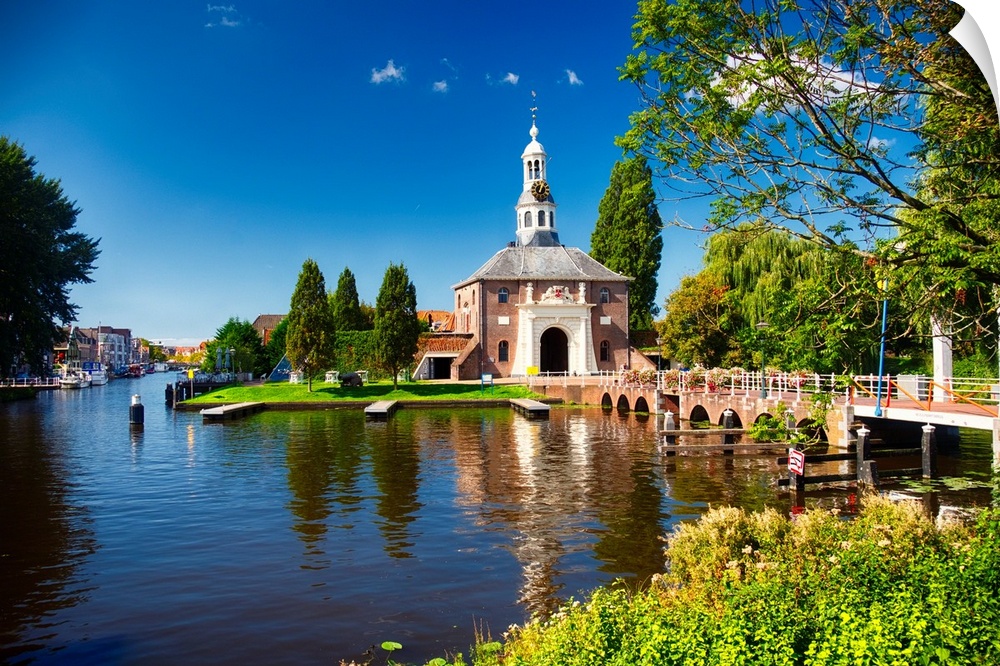 View of one of the two remaining city gates of Leiden the Zijlpoort, South Holland, Netherlands.