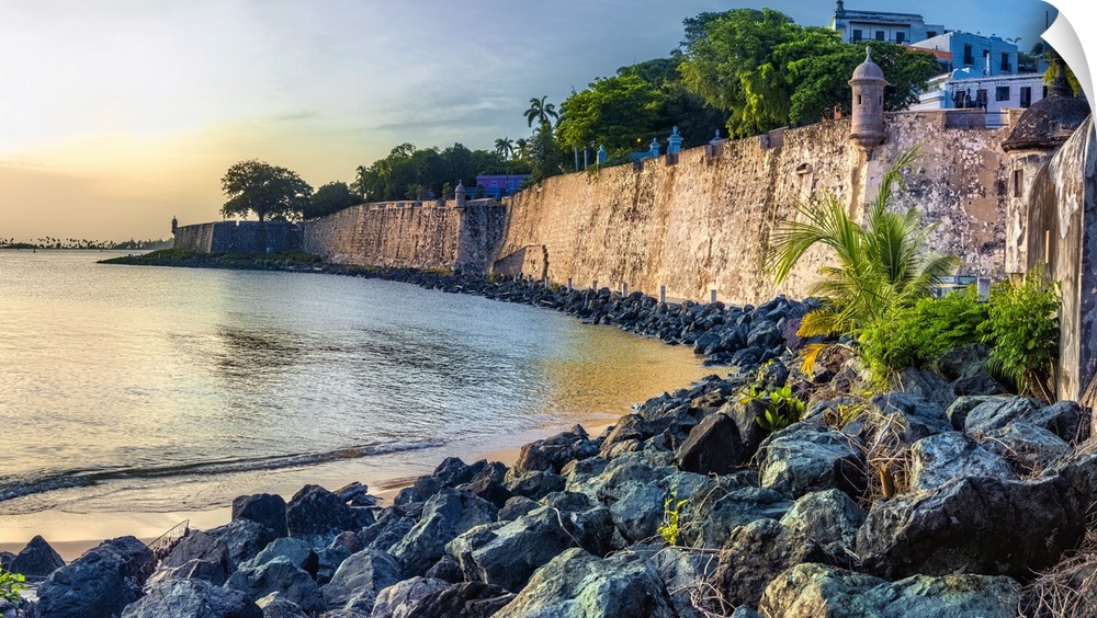 City Walls of Old San Juan at The Paseo Del Morro, Puerto Rico.