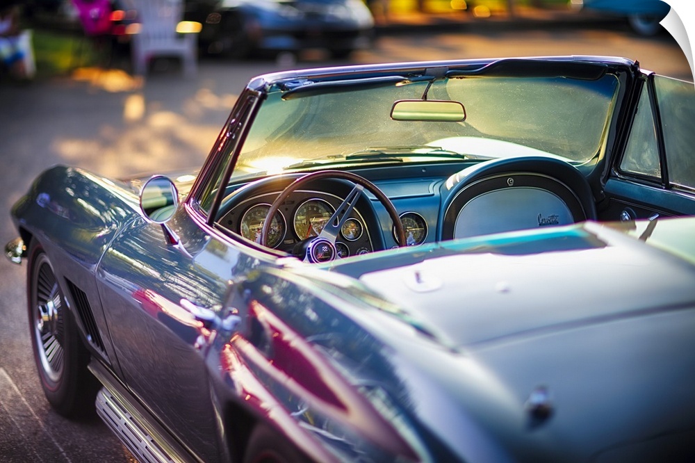 Driver's Side View of a Classic 1965 Chevrolet Corvette Stingray Roadster Interior with the Instrument Panel, New Jersey USA.