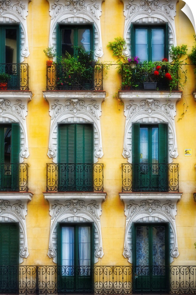 Colorful balconies in Madrid, Spain.