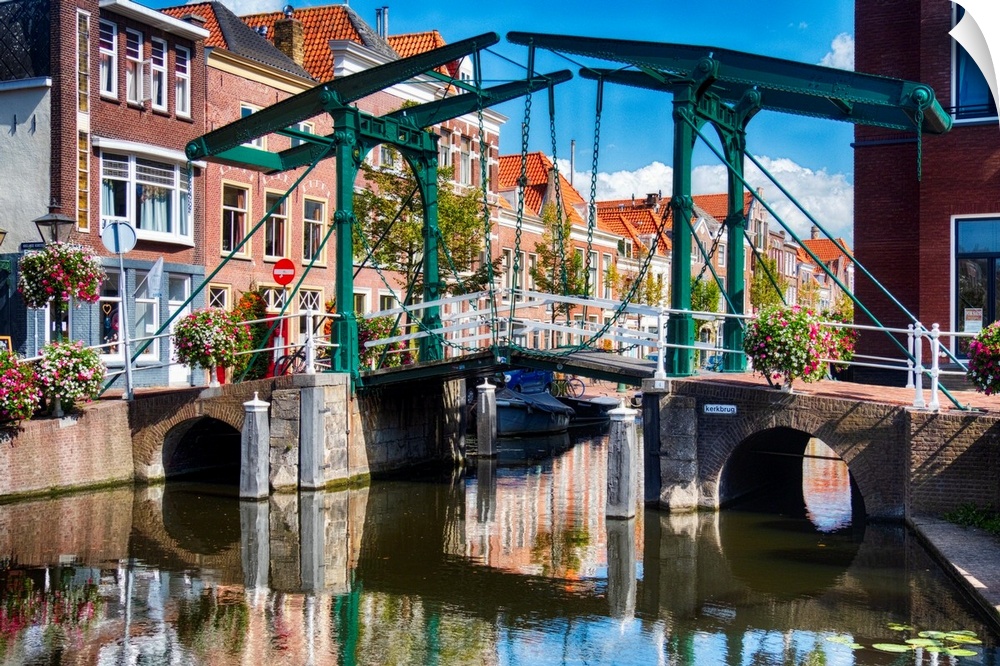 Small Drawbridge over a Canal, Leiden, Netherlands.
