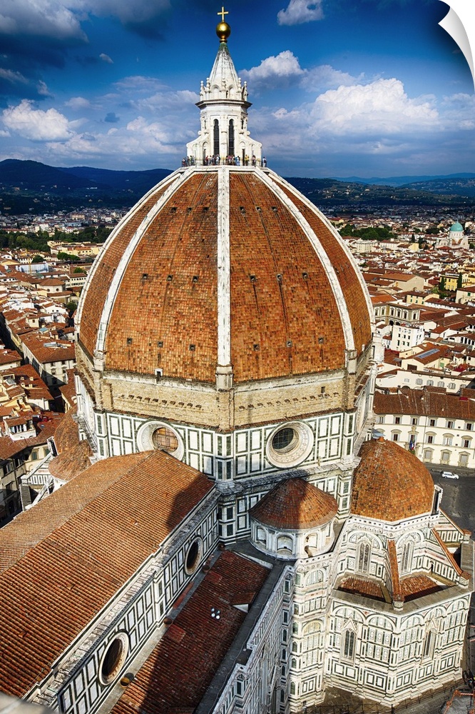 High angle view of the Florence with the Dome of the Basilica of Saint Mary of the Flower, Tuscany, Italy.