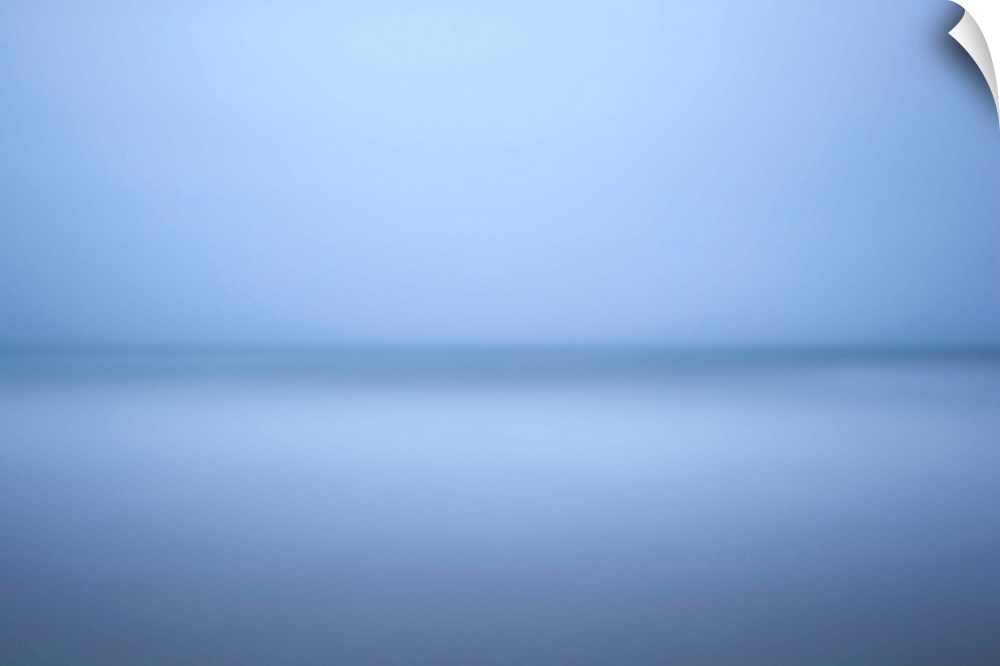 A cool blue minimal piece of total zen-like tranquility. Simply a horizon line dividing the space symetrically on the hori...