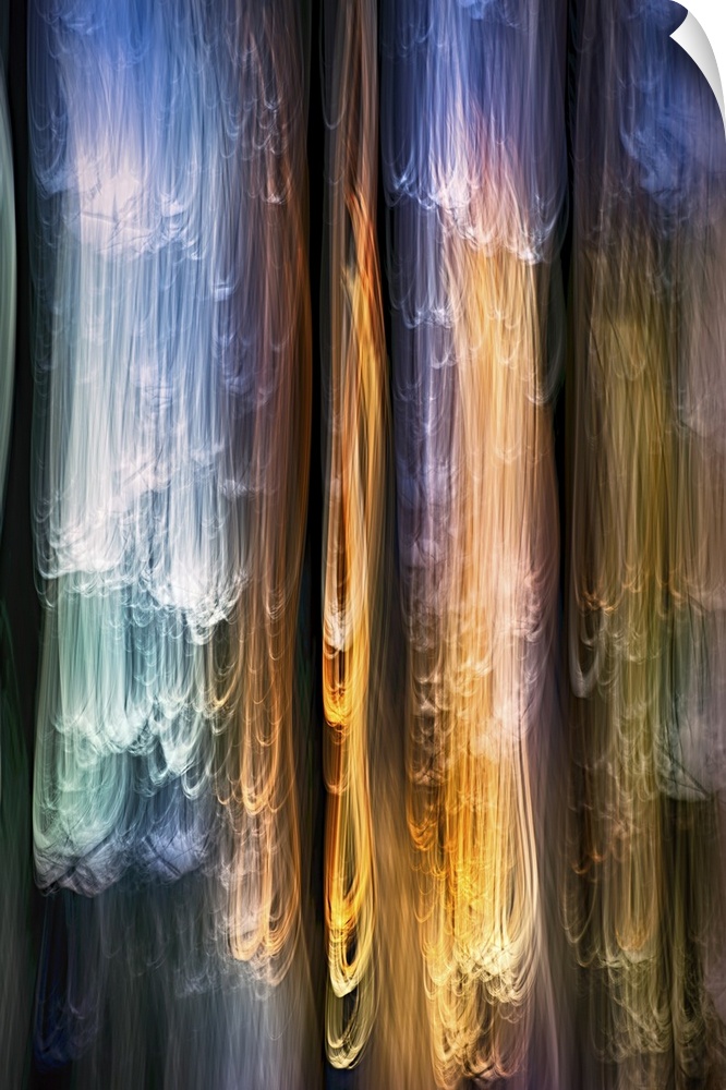 Long exposure photograph of colorful, stringy light.