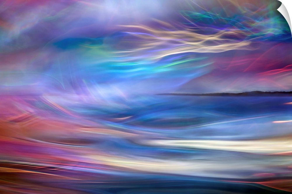 Abstract photograph using time lapsed photography techniques creating indistinct light trails blending together into beaut...