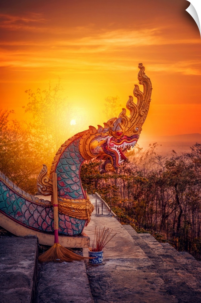 Sunset with an Asian dragon