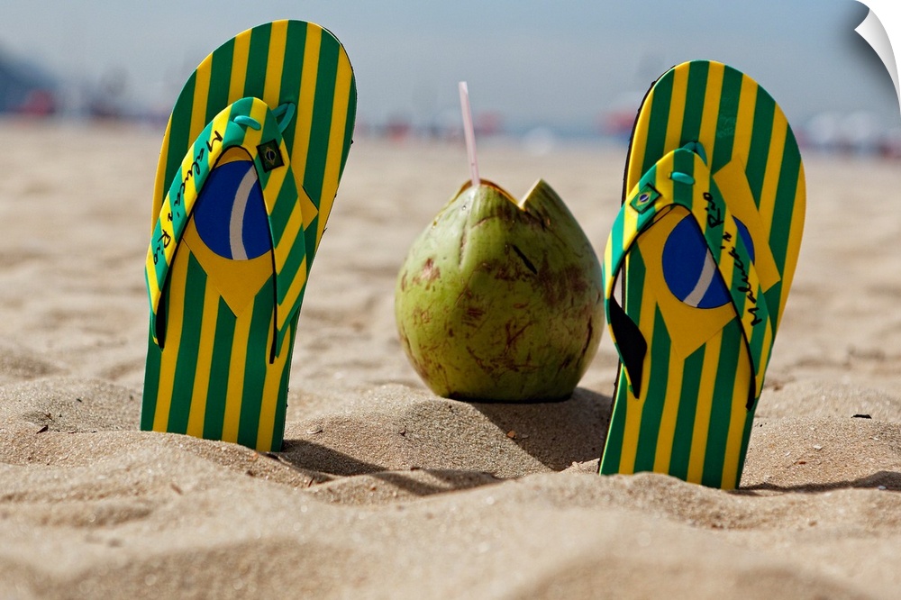Flip-Flops and a Coconut, Copacabana Beach, Rio de Janeiro, Brazil