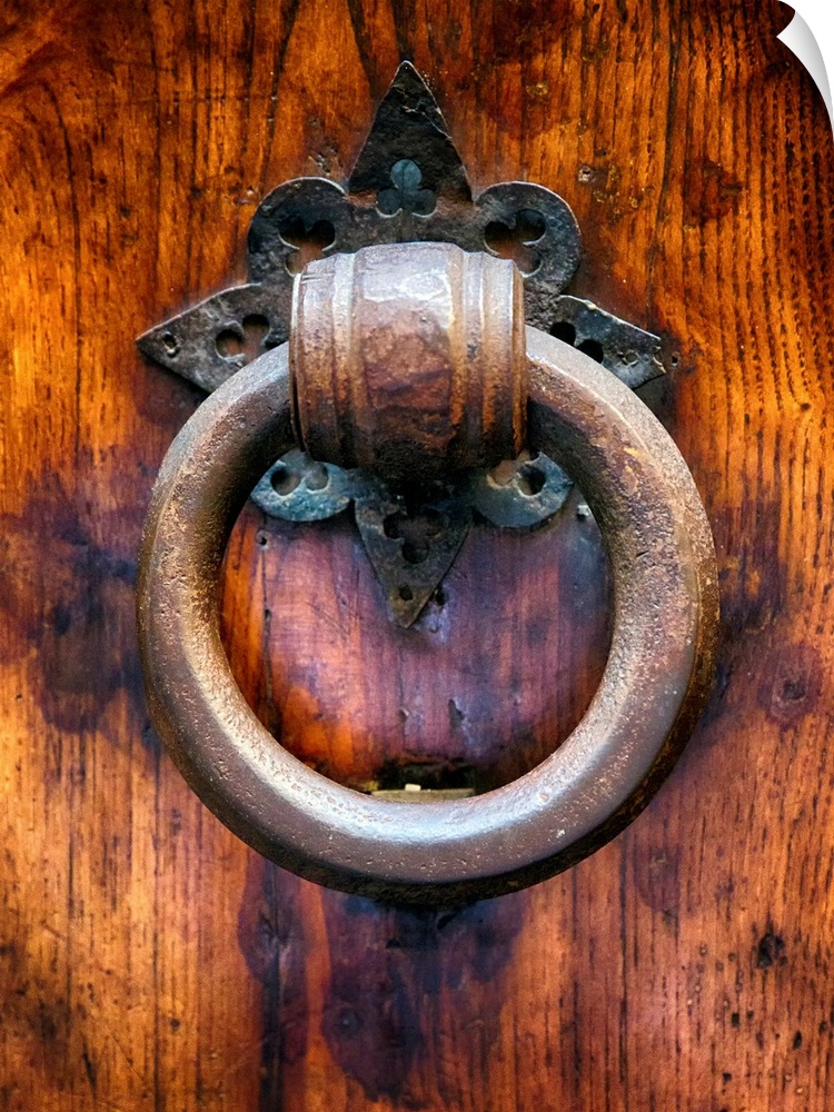 Close Up View of an Old 15th Century Door Knocker, Florence, Tuscany, Italy.
