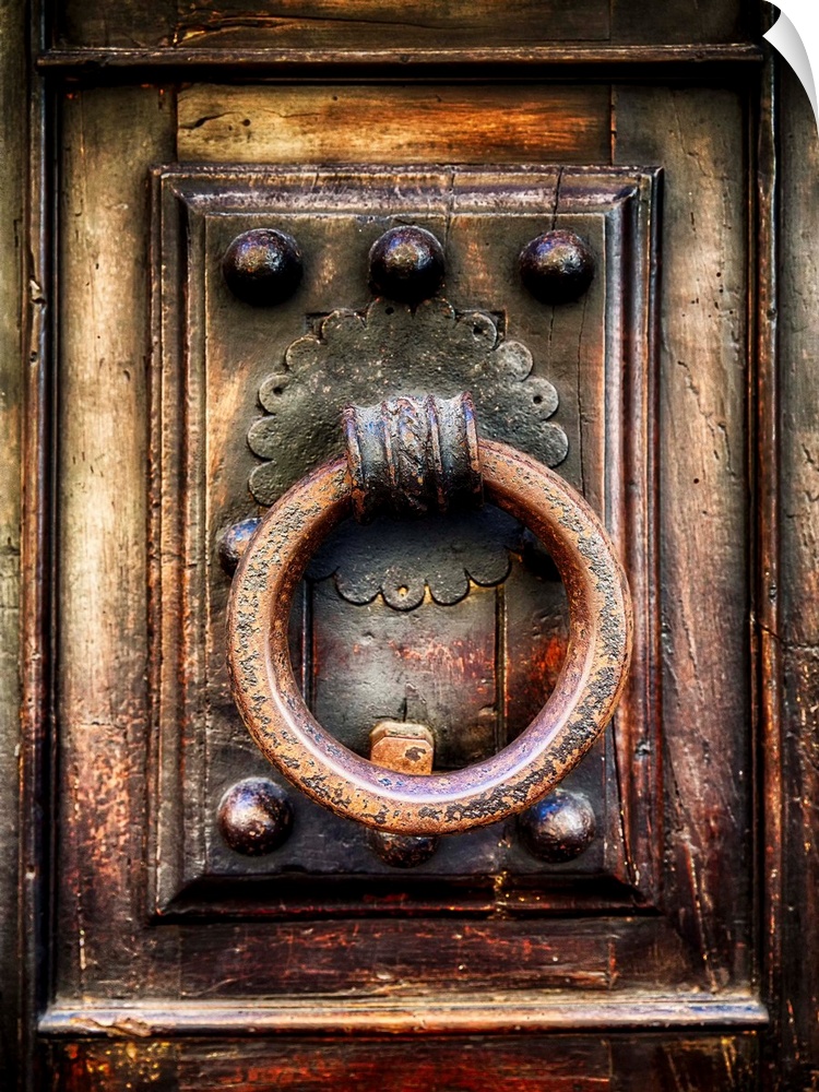 Close Up View of an Antique Renaissance  Door Knocker, Florence, Tuscany, Italy.