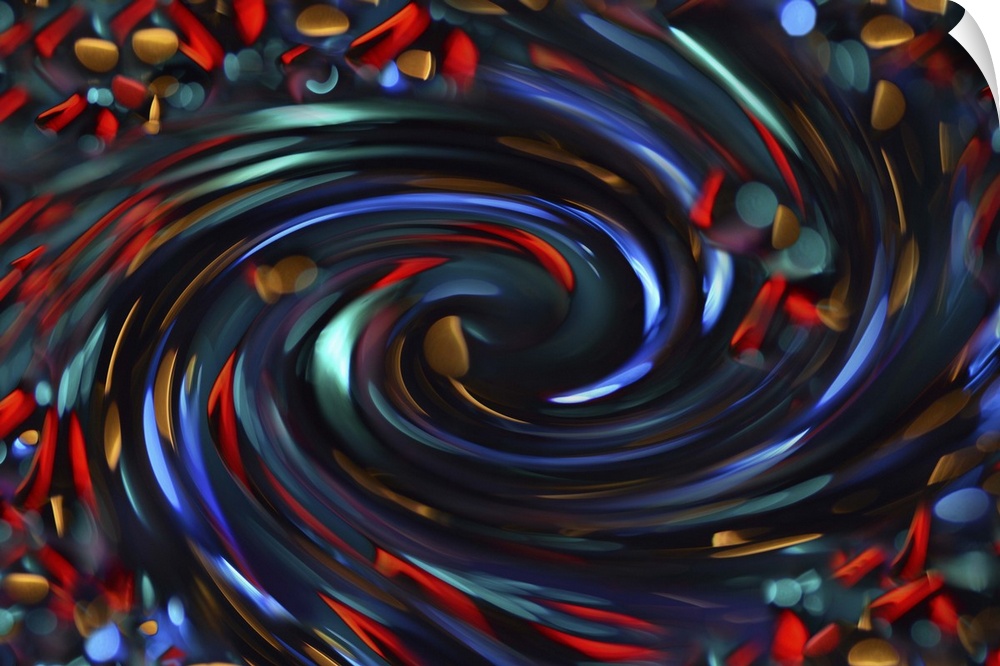 An abstract macro photograph of a swirling of colors and forms.