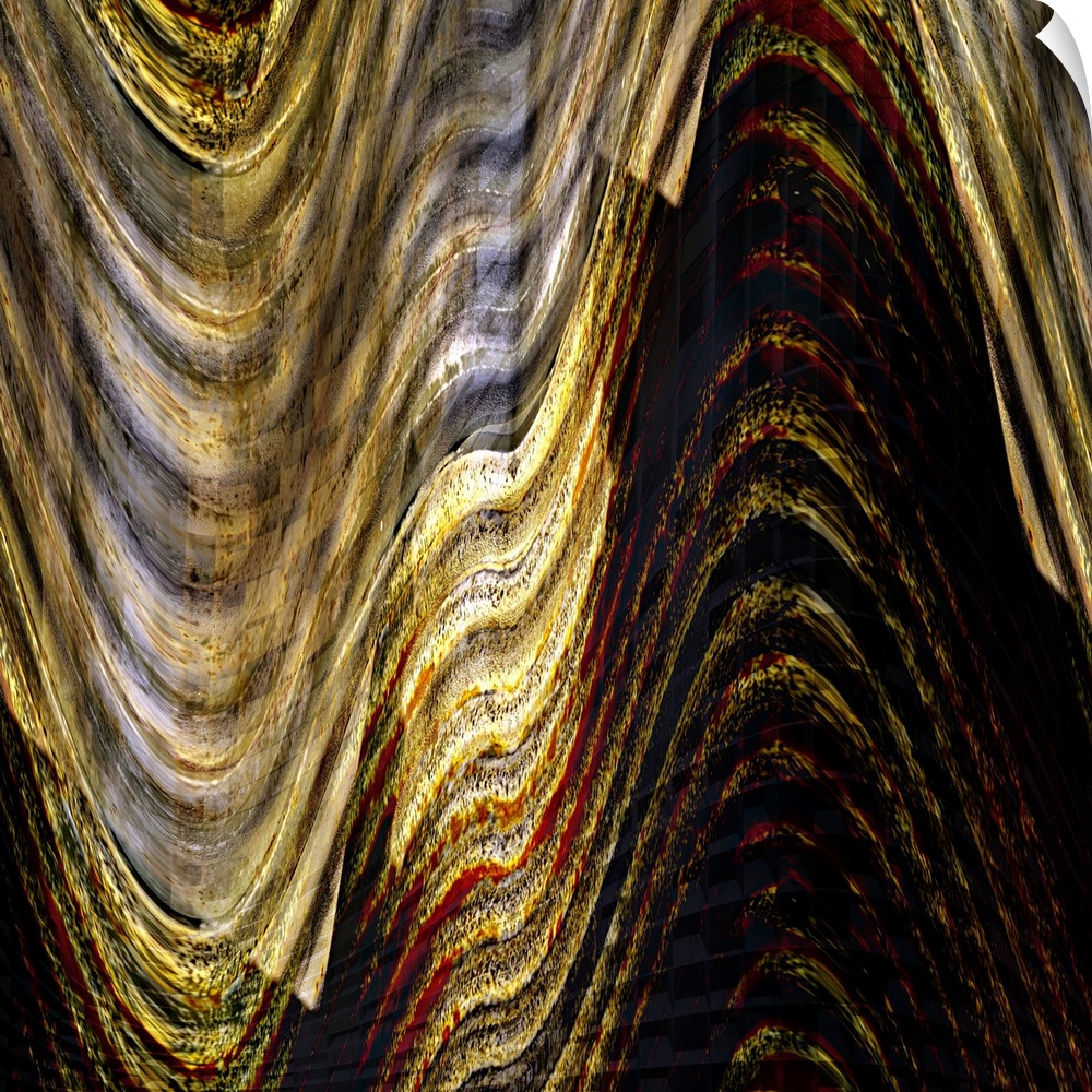 Conceptual abstract photograph of warped and mixed building facades.
