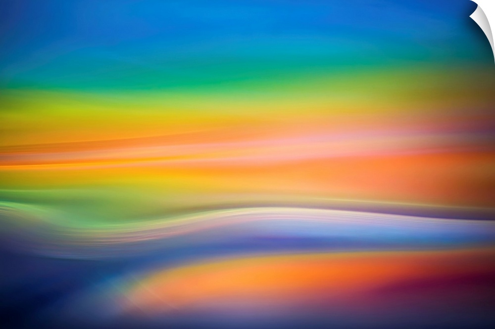 Abstract art with colorful soft focused waves of color running horizontally across the canvas in a dreamlike way.