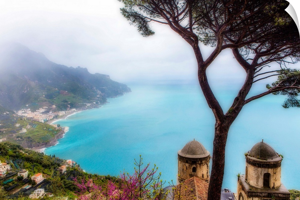 High angle view of the Amalfi Coast at Ravello, Campania, Italy.