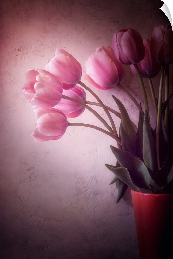 Bouquet of tulips with photo texture