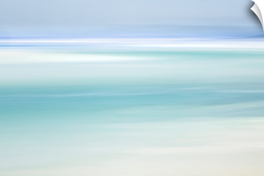 Turquoise beach abstract in minimalist style of the water at Luskentyre Beach on the Isle of Harris.