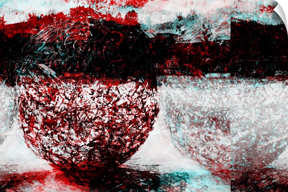 Conceptual abstract photograph in red, white, and black, made of urban elements.