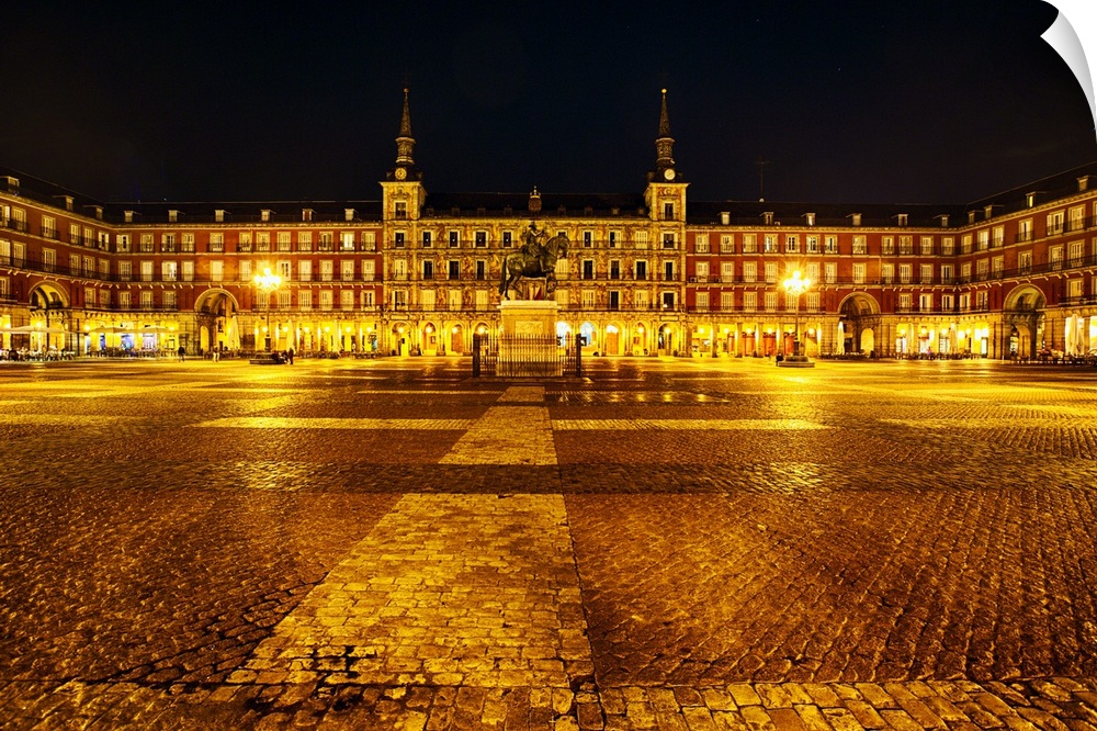 Low Angle View of the Plaza Mayor at Night, Madrid, Spain