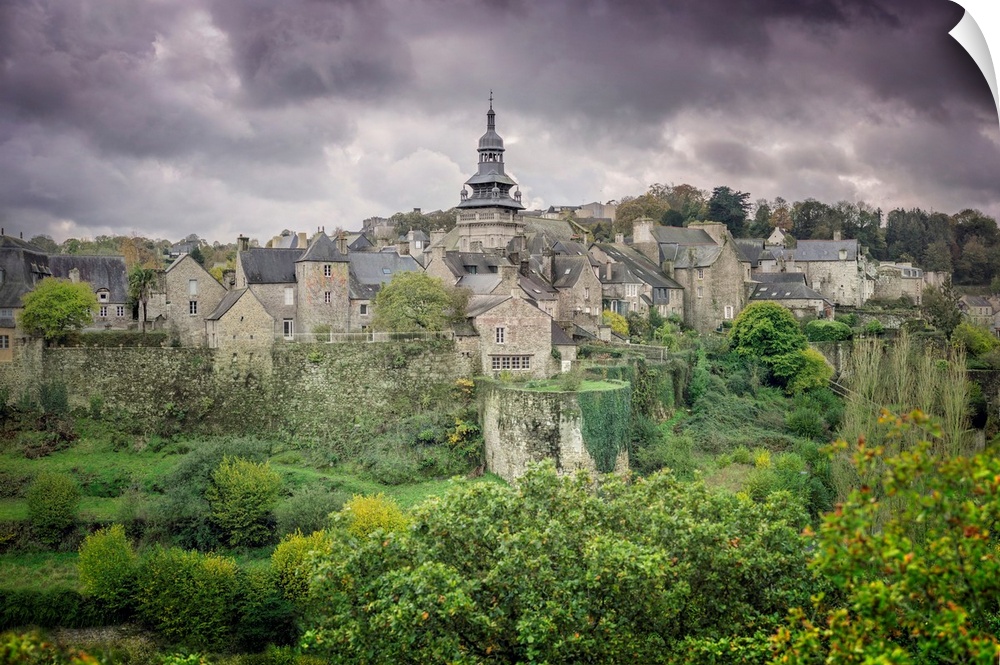 A photograph of a historic village in France.