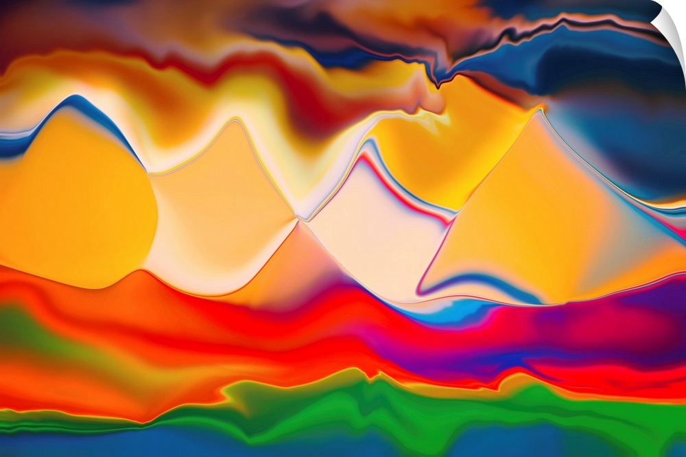 Abstract image intended to represent a bunch of mountains on the horizon. The image was created in studio based on a colou...
