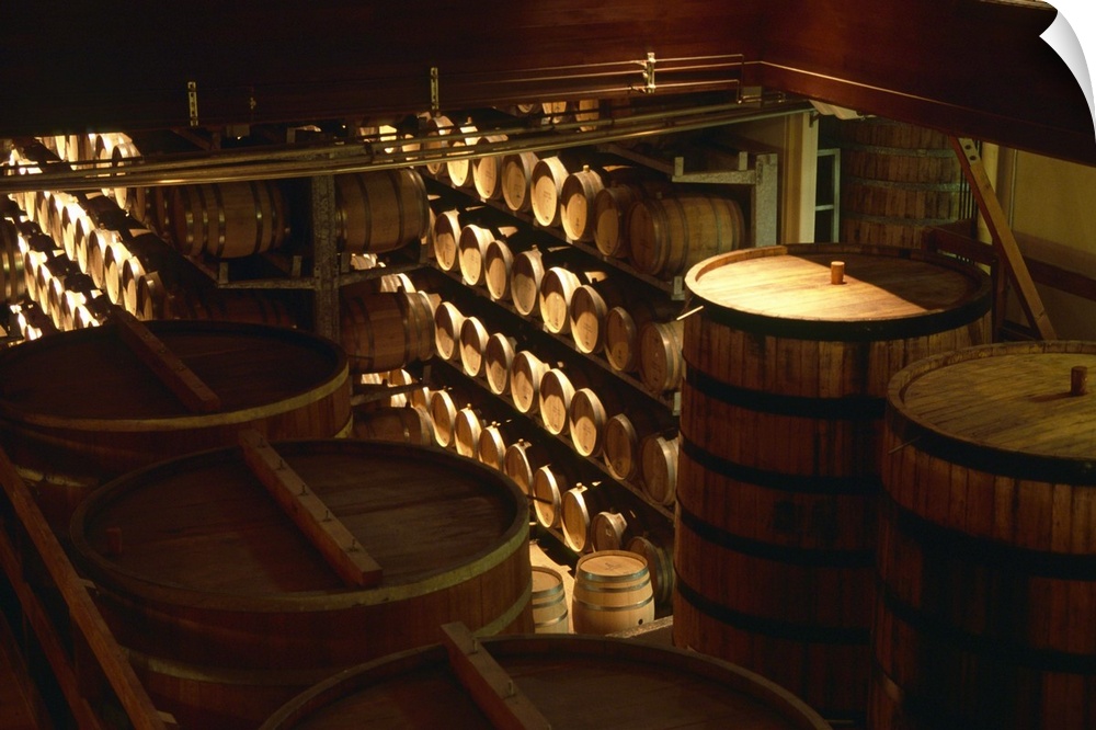 Oak Barrels and Casks in a Cellar, Sterling Winery, Calistoga, California