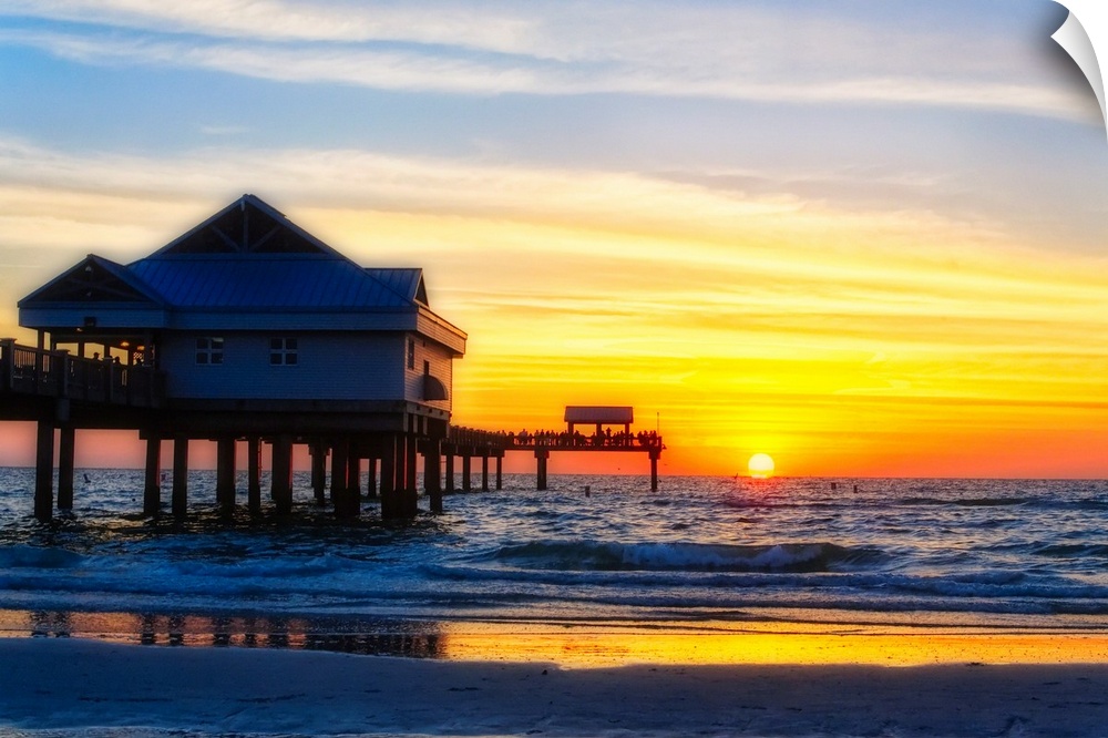 Clearwater beach Sunset over the Pier, Florida.